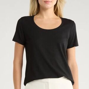 Theory Black Scoop Neck Short Sleeve Tee
